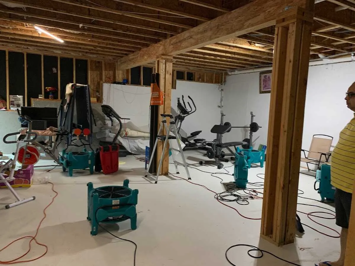 Basement drying equipment setup for Odor Removal & Deodorization in South Lyon
