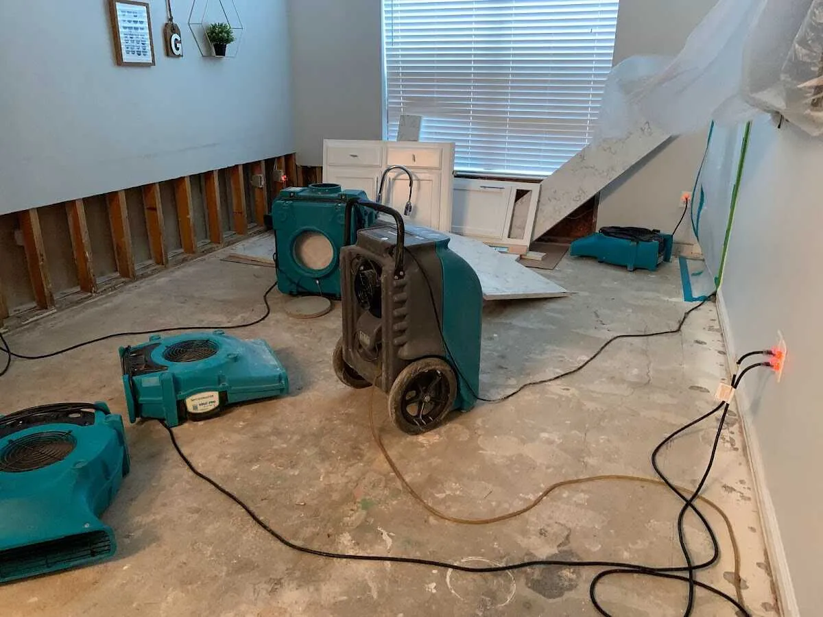 Dehumidifier in flood-cut room for Water Extraction & Removal in South Lyon